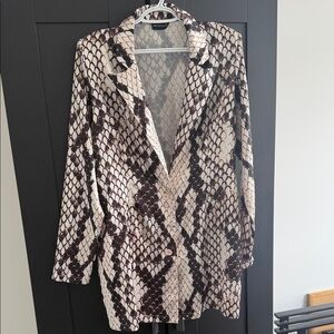 Snake Print Blazer Dress/Jacket - Neutral Brown/Beige